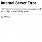 WordPressで、index.php is writeable by group suPHP 0.7.1 (Internal Server Error)